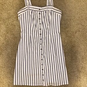 Navy and White Striped Button Dress